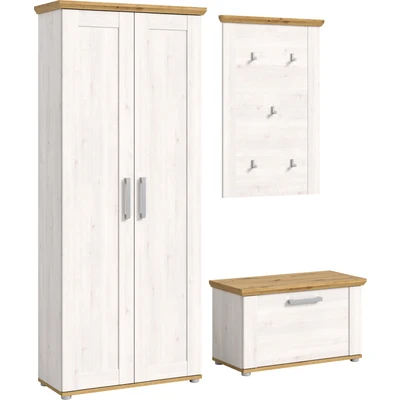 Abbildung von Home affaire Garderoben Set &quot;Cosenza, Breite 175cm, in Sibiu Lärche/Artisan Nachbildung&quot;, (3 St.), Flurmöbel, Dielenmöbel, Kombination, Diele, Garderobe, Garderobenmöbel