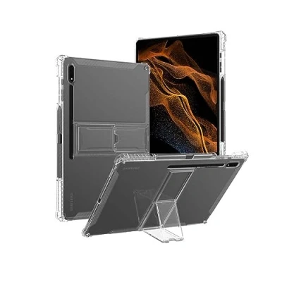 Abbildung von QJONSIU Hülle für Samsung Galaxy Tab S10 Ultra, [Standfunktion] Ultra dünne Stoßfeste Airbag Schutzhülle, Weiche TPU Klar Hülle, Transparent