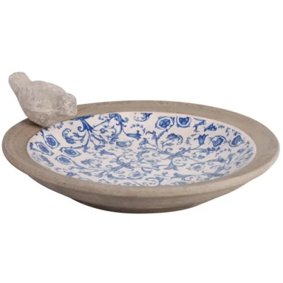 Abbildung von esschert design Vogeltränke Barocke &quot;Aged Ceramic&quot; im Landhausstil in blau weiß