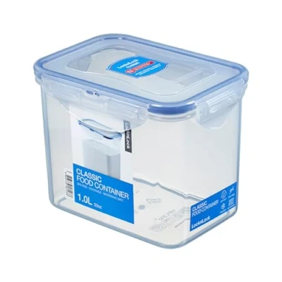 Abbildung von LocknLock PP Classic Vorratsdose, 1Liter, 100 % luft und wasserdicht, Cleveres 4fach Verschluss System, Frischhaltedose für Kühlschrank Gefrierfach, Multifunktionsbox den Haushalt