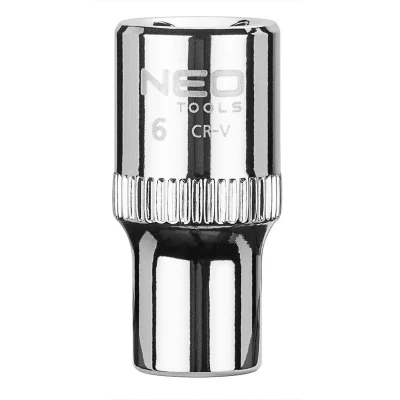 Abbildung von NEO TOOLS 08 224 Steckschlüsseleinsatz 1/4 3124 6 mm Chrom Vanadium Stahl SuperLock