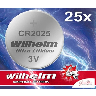 Abbildung von 25 x Knopfzelle CR2025 Wilhelm Batterie Lithium 3V CR 2025 Industrieware…