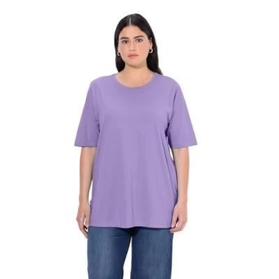 Abbildung von Ulla Popken Damen Basic shirt, Rundhals Shirt Tight, Blaues Flieder, 66 68 EU