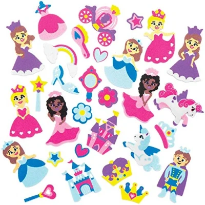 Abbildung von Baker Ross AX119 Schaumstoffsticker Prinzessin, kleine Aufkleber für Kinder Kunst und Bastelprojekte, Bastelmaterial Schultüten, 120 Stück