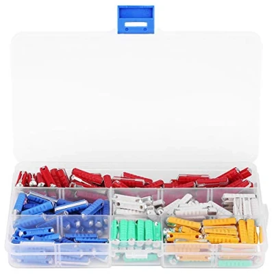 Abbildung von Torpedosicherung，Sicherungen Sortiment Multicolor Torpedo förmige Autosicherungen Kit für europäische Oldtimer usw,5A/8A/10A/16A/25A mit Box,200Pcs