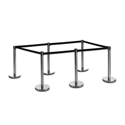 Abbildung von FLEXIBARRIER Personenleitsystem Absperrständer Krom Ecoline 2m Gurtlänge *schwarz*, Absperrständer, Absperrband, Absperrpfosten (6, Schwarz)