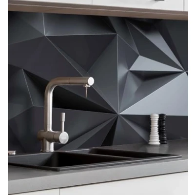 Abbildung von MyMaxxi Küchenrückwand Folie selbstklebend matt Versteift einfache Montage ohne Bohren Motiv Polygone schwarz 60cm hoch Spritzschutz Küche Klebefolie Elegant Kunstwerk 400 x