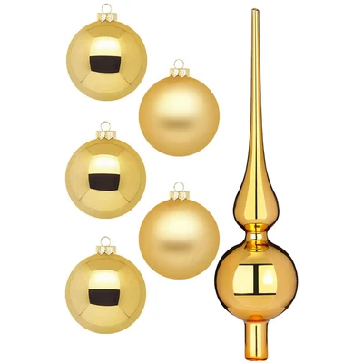 Abbildung von MAGIC by Inge Weihnachtsbaumkugel &quot;Inkagold, Weihnachtsdeko, Christbaumschmuck&quot;, (Set, 46 St.), Christbaumkugeln aus Glas, 45 Kugeln Ø ca. 4 6 cm, inkl. Spitze 28 cm