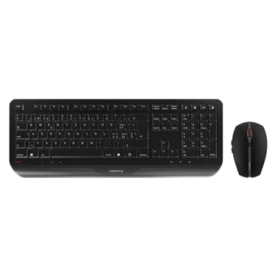Abbildung von CHERRY GENTIX DESKTOP, Kabelloses Tastatur Maus Set, Schweizer Layout (QWERTZ), 2,4 GHz Funk, Integrierte Handballenauflage, Symmetrische Maus, Schwarz