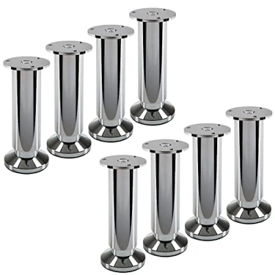 Abbildung von 8 Stück Möbelfüße TERRA Höhe 150 mm Chrom poliert Schrankfüße höhenverstellbar bis max. 15 mm, belastbar 250 kg/je Fuß von SOTECH