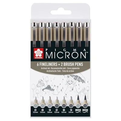 Abbildung von Sakura Pigma micron fineliner set Light Cool gray &amp; 8pcs