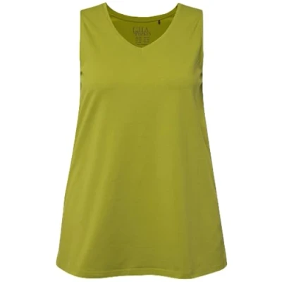 Abbildung von Ulla Popken Alinie Vausschnitt ÄRMELLOS Top, Damen, Größe: 58/60, Apple green