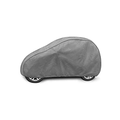 Abbildung von Autoabdeckung Wasserfest &amp; Extrastark Vollgarage Autoplane Abdeckplane gegen Regen Schnee Wind UV Strahlung Laub und Anderen Schmutz Autogarage Autohülle Grau, S1 Smart L: 250 270cm / H: 134 143cm