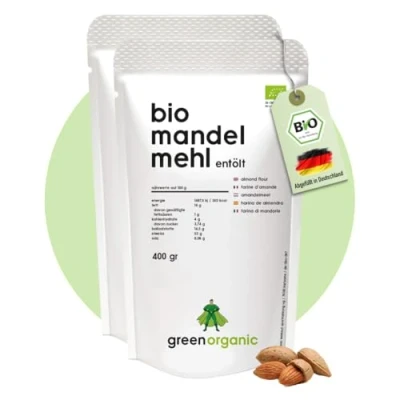 Abbildung von BIO PREMIUM MANDELMEHL 2er weiß, lower Carb, glutenfrei, vegan, entölt, proteinreich, ballaststoffreich, Paleo Superfood, nachhaltig und fair angebaut, 800g