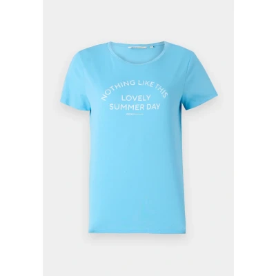 Abbildung von TOM Tailor Denim Basic Tshirt print, Damen, Größe: Medium, Clear light blue