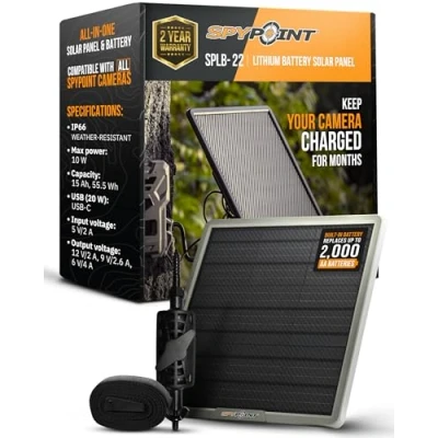 Abbildung von SPYPOINT Solarpanel SPLB 22 für Trail Kamera mit internem Akku Outdoor 15.000 mAh Batteriekapazität