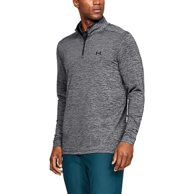 Abbildung von Under Armour Playoff 2.0 1/4 Zip, komfortables und langärmeliges Funktionsshirt, atmungsaktives Poloshirt mit loser Passform Herren, Schwarz (Black / Black) , XL