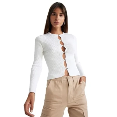 Abbildung von DeFacto Damen A2283AX Cardigan Sweater, Ecru, L