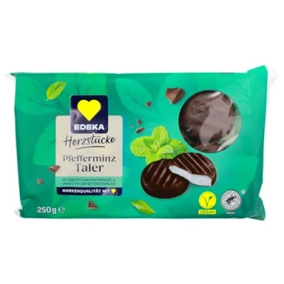 Abbildung von Edeka Pfefferminz Taler mit 20% Zartbitterschokolade, 10er Pack (10 x 250g)