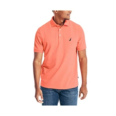 Abbildung von Nautica Herren Short Sleeve Solid Stretch Cotton Pique Polo Shirt Polohemd, Blasskoralle, Mittel