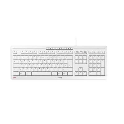 Abbildung von CHERRY STREAM KEYBOARD, Kabelgebundene Tastatur, Ungarisches Layout (QWERTZ), Flüsterleiser Tastenanschlag, Einzigartiges Tippgefühl, Flaches Design, Weiß Grau