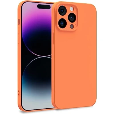 Abbildung von MyGadget Hülle kompatibel mit iPhone 14 Pro Max Zweilagige Handyhülle Kameraschutz Cover Innenfutter &amp; Silikon außen Orange