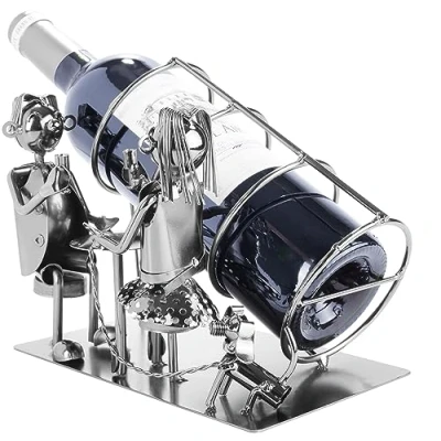 Abbildung von BRUBAKER Weinflaschenhalter Paar mit Hund Weinhalter, (inklusive Grußkarte), Flaschenhalter Metall Skulptur, Wein Geschenk