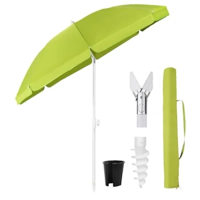 Abbildung von Sekey Sonnenschirm Ø160 cm UV50+ Balkonschirm mit Tragetasche und Bodenhülse, LxB: 160,00x160,00 cm, Neigungswinkel Höhe verstellbar,für Balkon, Garten, Terrasse