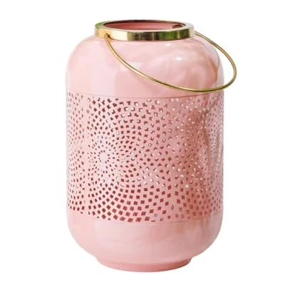 Abbildung von riess ambiente Windlicht CANDLELIGHT 30cm pastell rosa / gold (Einzelartikel, 1 St), orientalischer Teelichthalter · Metall Deko Laterne Design