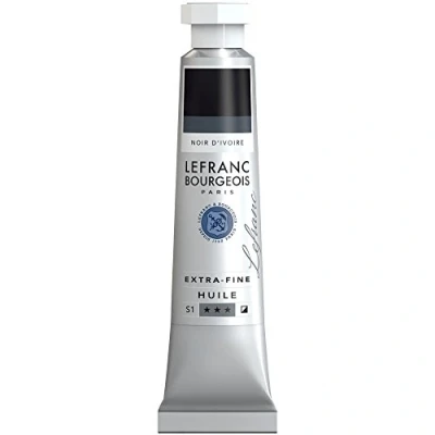Abbildung von Lefranc Bourgeois 405022 extra feine Ölfarbe in Künstlerqualität aus hochwertigen Pigmenten, lebendige Farben, hohe Lichtechtheit, 20ml Tube Elfenbeinschwarz