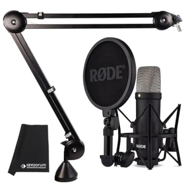 Abbildung von Rode NT1 Signature Black Studio Mikrofon + PSA 1 Gelenkarm Stativ keepdrum Mikrofasertuch