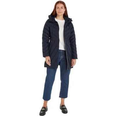 Abbildung von Tommy Hilfiger Damen Daunenjacke Down Jacket mit Kapuze, Blau (Desert Sky), XXS