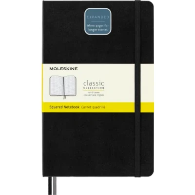 Abbildung von Moleskine Classic Expanded Squared Paper Notebook Hard Cover and Elastic Closure Journal Color Black Size Large 13 x 21 A5 400 Pages