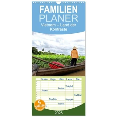 Abbildung von Familienplaner 2025 Vietnam Land der Kontraste mit 5 Spalten (Wandkalender, 21 cm x 45 cm), CALVENDO