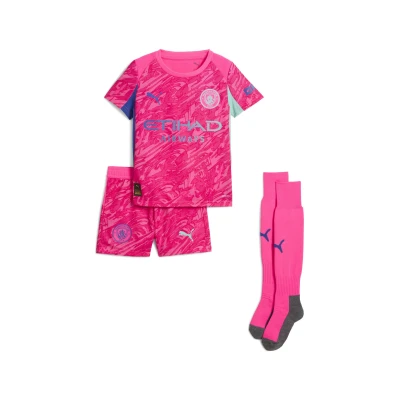 Abbildung von Manchester City 25/26 Torwart Minikit Kinder PUMA Fluro Pink Pes Aquatic Green