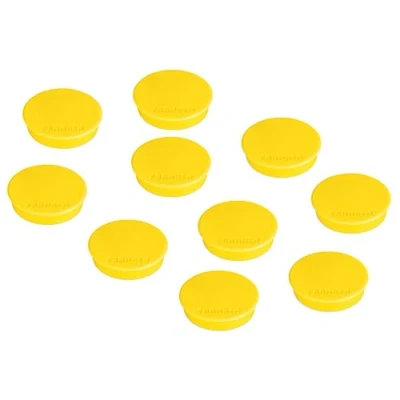 Abbildung von FRANKEN Magnete Stark Rund, 10 Stück, Hochwertige Haftmagnete für Büro, Haushalt, Werkstatt mit hoher Haftkraft, ideal Whiteboards, Kühlschrank, Plantafeln oder Schaukästen, 38 mm, Gelb, HMS36 04