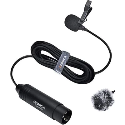 Abbildung von comica Omnidirektional Lavalier Mikrofon, CVM V02O Ansteckmikrofon Unterstützt 48V Phantomspeisung, 4.5M(14.7ft) 3 poliger XLR Mikrofon für Canon/Nikon/Sony/DSLR Kamera/Camcorder/Audiomixer(1Piece)