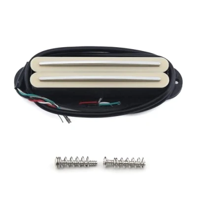 Abbildung von FLEOR Hot Rail Keramik Single Coil Sized Humbucker Pickup Mitte Tonabnehmer für ST E Gitarre, Cremefarbene