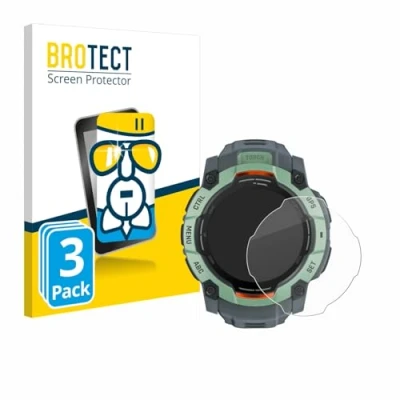 Abbildung von BROTECT Schutzglas für Garmin Instinct 3 AMOLED (50 mm) (3 Stück) Schutzfolie Panzer Folie Glas [Extrem Kratzfest 9H, Anti Fingerprint,