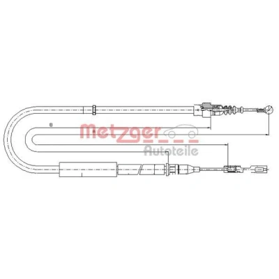 Abbildung von METZGER 10.7513 Handbremsseil hinten links, links 1130/923 Scheibenbremse COFLE AUDI: A2
