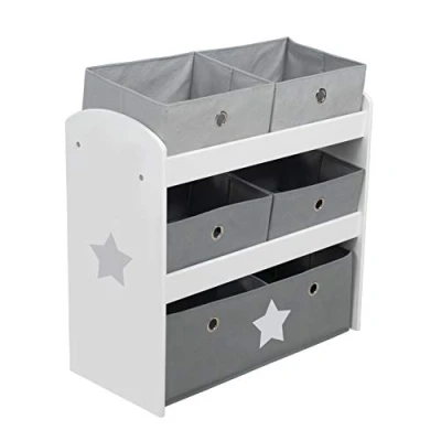 Abbildung von roba® Kinderregal Stars, grau, inklusive 5 Stoffboxen in 2 Größen