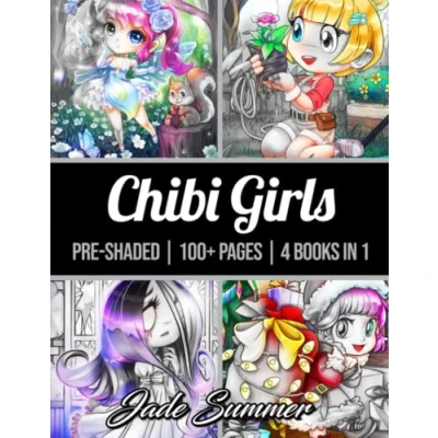 Abbildung von 100 Chibi Girls Grayscale: An Adult Coloring Book Collection with Cute Girls, Fantasy, Horror, Christmas, and More! (Grayscale Books)