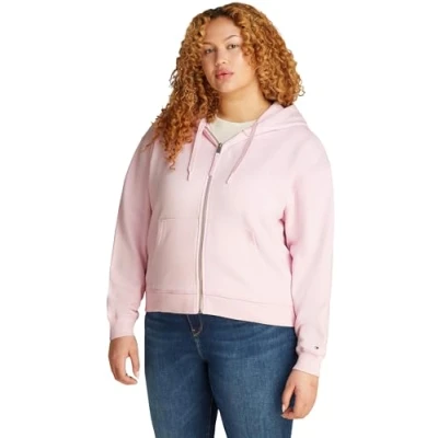 Abbildung von Tommy Hilfiger Curve Script ZIP Hoodie Sweatjacke, Damen, Größe: 48, Light pink