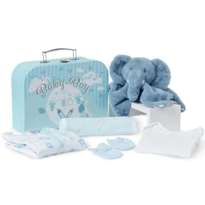 Abbildung von Baby Box Shop Geschenk zur Babyparty Junge 7 Geschenkset Junge, Neugeborenes Set, Für Neugeborene, Babybox Newborn Set Blau