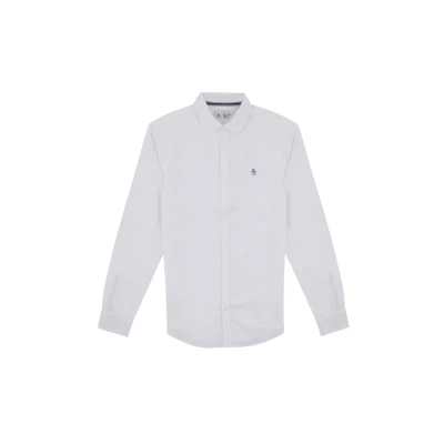 Abbildung von Original Penguin Herren Men&#039;s Ecovero Oxford Stretch Shirt Long Sleeve Hemd mit Button Down Kragen, Bright White, L