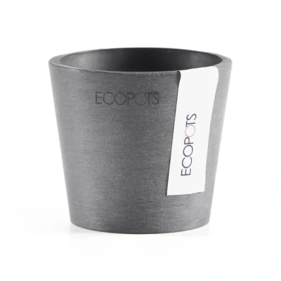Abbildung von Ecopots Amsterdam mini rund 8 cm grau Pflanzen /Blumentopf