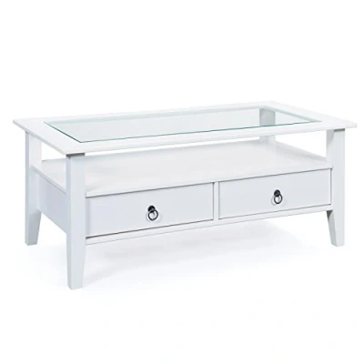 Abbildung von Inter Link Couchtisch PROVENCE 7, aus Massivholz, mit Sicherheitsglas, Landhaus Charme, Schublade