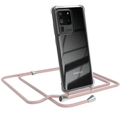 Abbildung von EAZY CASE Handykette kompatibel mit Samsung Galaxy S20 Ultra / 5G Handyhülle Umhängeband, Handykordel Schutzhülle, Silikonhülle, Hülle Band, Stylische Kette, Rosé Gold