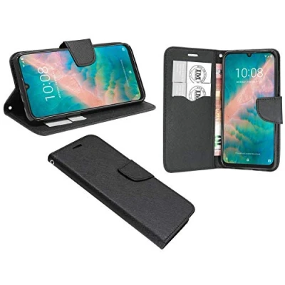 Abbildung von cofi1453® Buch Tasche Fancy kompatibel mit ZTE BLADE V10 Handy Hülle Etui Brieftasche Schutzhülle Standfunktion, Kartenfach Schwarz