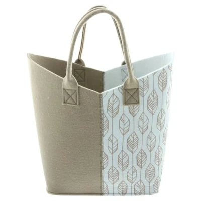 Abbildung von Dekoleidenschaft Shopper Beige Weiß aus Filz, große Einkaufstasche, Filztasche, Tasche, Tragetasche